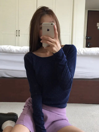 Sensual Small Dot Navy Long Sleeve Tee