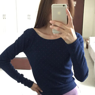 Sensual Small Dot Navy Long Sleeve Tee