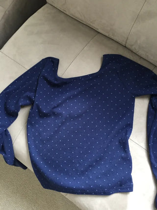 Sensual Small Dot Navy Long Sleeve Tee