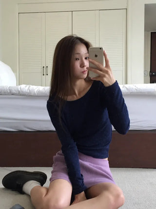 Sensual Small Dot Navy Long Sleeve Tee
