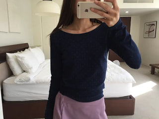 Sensual Small Dot Navy Long Sleeve Tee