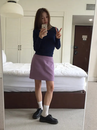 Sensual Small Dot Navy Long Sleeve Tee
