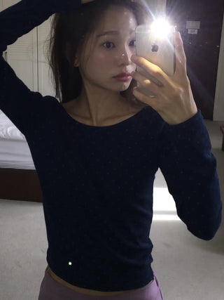 Sensual Small Dot Navy Long Sleeve Tee