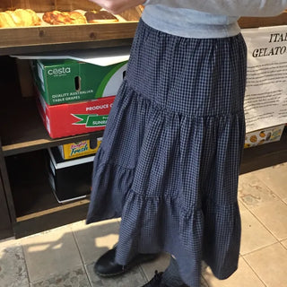Small Check Flare Tiered Long Skirt