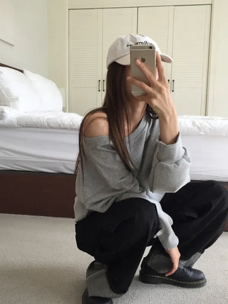 Dark Blue Wide Rolled-Up Denim Pants
