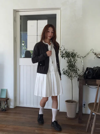 Delicate fit round knit cardigan