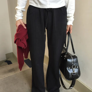 Delicate fit pinstripe bootcut pants