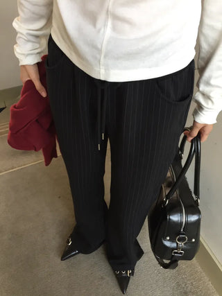 Delicate fit pinstripe bootcut pants