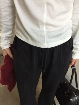 Delicate fit pinstripe bootcut pants