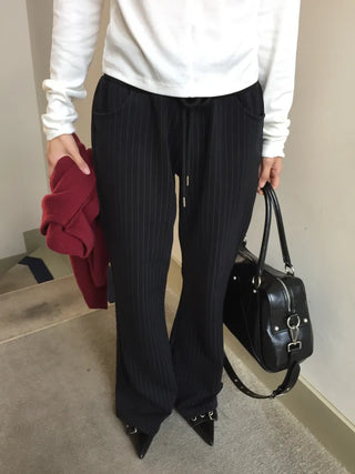 Delicate fit pinstripe bootcut pants