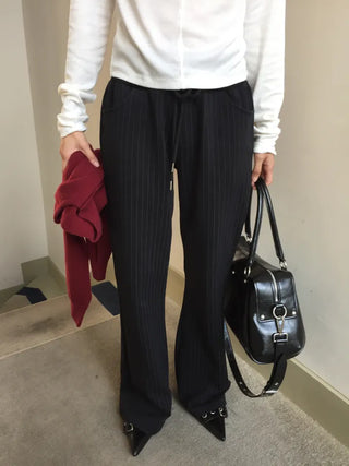 Delicate fit pinstripe bootcut pants