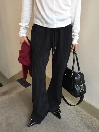 Delicate fit pinstripe bootcut pants
