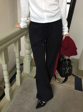 Delicate fit pinstripe bootcut pants