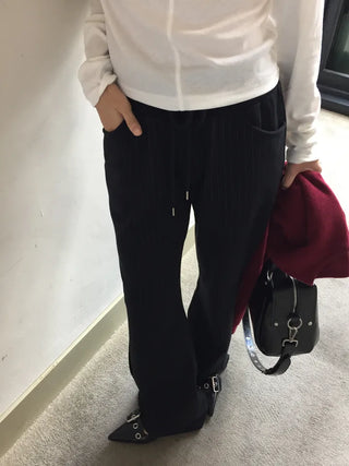 Delicate fit pinstripe bootcut pants