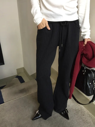 Delicate fit pinstripe bootcut pants