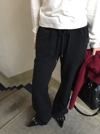 Delicate fit pinstripe bootcut pants