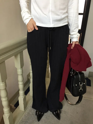 Delicate fit pinstripe bootcut pants