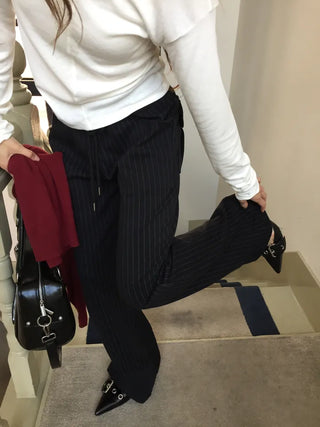 Delicate fit pinstripe bootcut pants