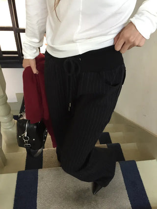 Delicate fit pinstripe bootcut pants
