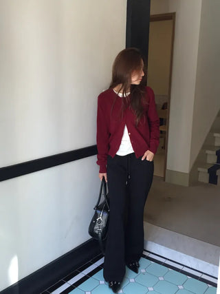 Delicate fit pinstripe bootcut pants