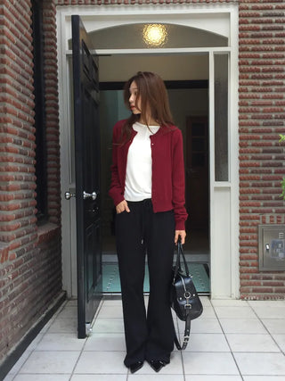 Delicate fit pinstripe bootcut pants