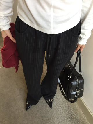 Delicate fit pinstripe bootcut pants