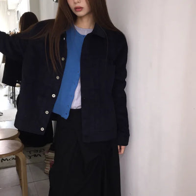 Vintage-mood loose-fit corduroy jacket
