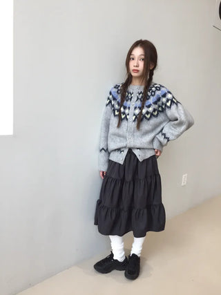 Cozy Nordic Loose Fit Cardigan, Warm Winter Daily Look Knit Cardigan