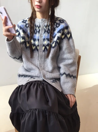 Cozy Nordic Loose Fit Cardigan, Warm Winter Daily Look Knit Cardigan