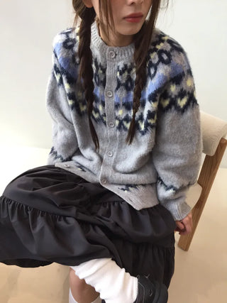 Cozy Nordic Loose Fit Cardigan, Warm Winter Daily Look Knit Cardigan