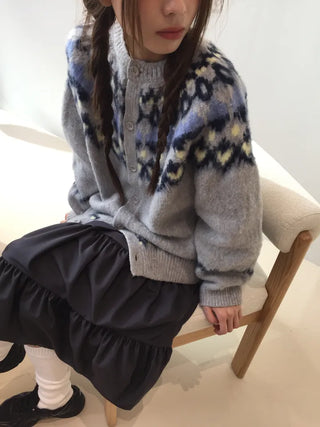 Cozy Nordic Loose Fit Cardigan, Warm Winter Daily Look Knit Cardigan