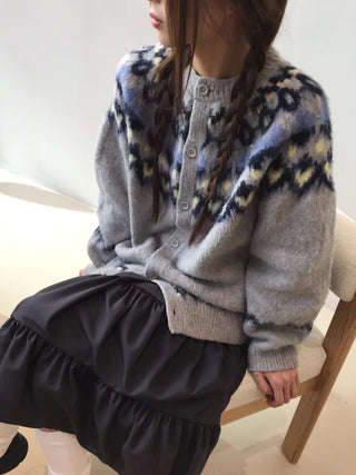 Cozy Nordic Loose Fit Cardigan, Warm Winter Daily Look Knit Cardigan