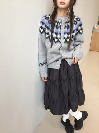 Cozy Nordic Loose Fit Cardigan, Warm Winter Daily Look Knit Cardigan