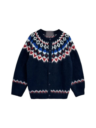 Cozy Nordic Loose Fit Cardigan, Warm Winter Daily Look Knit Cardigan