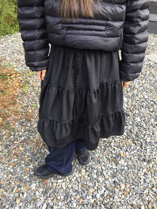 Daily winter vibe tiered flare elastic long skirt