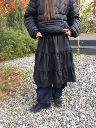 Daily winter vibe tiered flare elastic long skirt