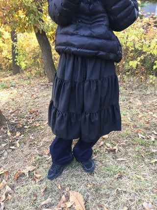 Daily winter vibe tiered flare elastic long skirt