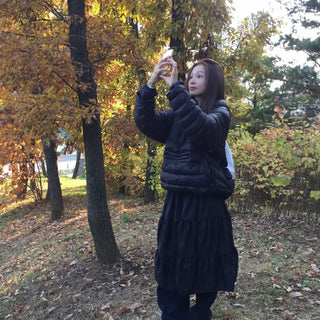 Daily winter vibe tiered flare elastic long skirt