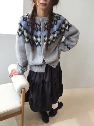 Daily winter vibe tiered flare elastic long skirt