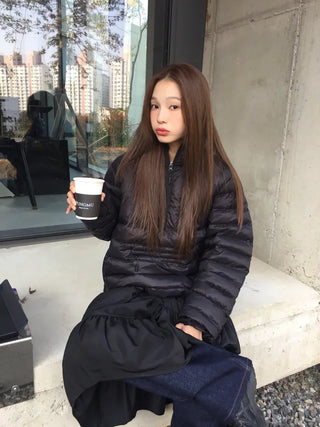 Daily winter vibe tiered flare elastic long skirt