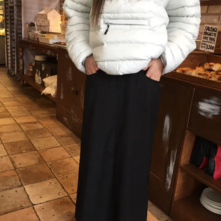 Simple Black H-Line Long Skirt  Sophisticated Winter Effortless Chic Look