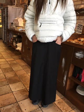 Simple Black H-Line Long Skirt  Sophisticated Winter Effortless Chic Look