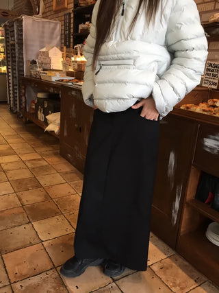 Simple Black H-Line Long Skirt  Sophisticated Winter Effortless Chic Look