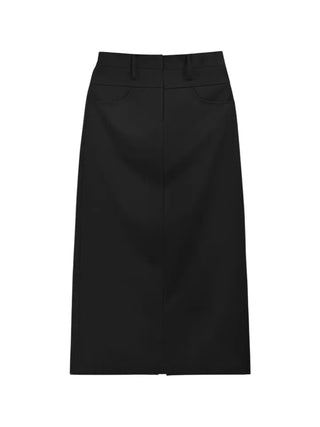 Simple Black H-Line Long Skirt  Sophisticated Winter Effortless Chic Look