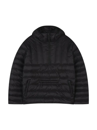 Lightweight and Warm Nylon Half-Zip Padded Jacket  Black  Light Blue
