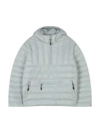 Lightweight and Warm Nylon Half-Zip Padded Jacket  Black  Light Blue