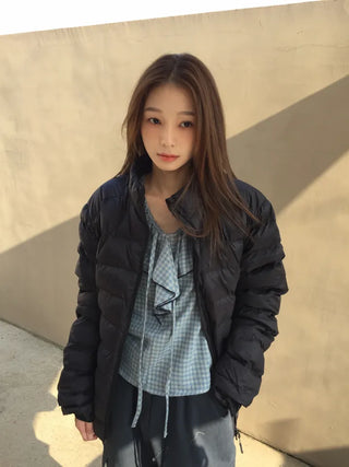 Sensual Check Frill Blouse  Loose Fit Effortlessly Chic Top