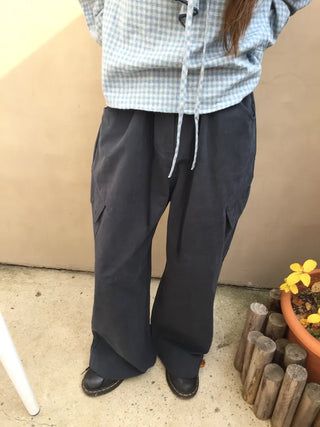 Loose Fit Cotton Elastic Waist Pants  Daily Wide Fit