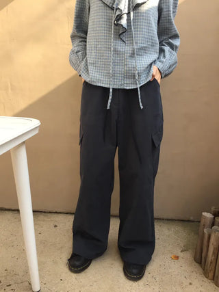 Loose Fit Cotton Elastic Waist Pants  Daily Wide Fit