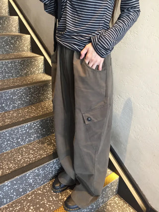 Loose Fit Cotton Elastic Waist Pants  Daily Wide Fit